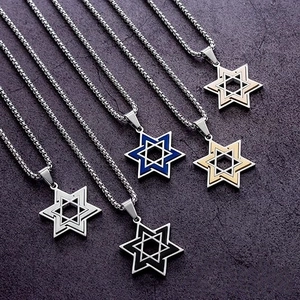 Pendenti Stella di Davide in argento, blu, oro, oro rosa e nero in acciaio inox