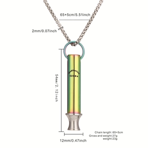 Collar de silbato de meditación 528Hz de acero inoxidable arcoíris con cadena ajustable