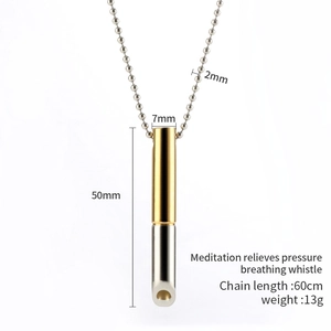 Two-tone meditation breathing necklace for anxiety relief with 60cm ball chain