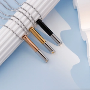 Polished stainless steel mindfulness breathing necklaces in silver, gold, and rose gold