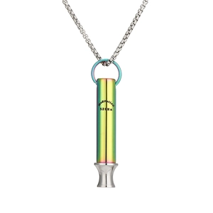 Collar de silbato de meditación 528Hz de acero inoxidable arcoíris para aliviar ansiedad