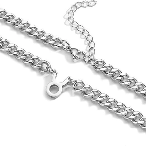 Silver stainless steel curb chain necklace with a minimalist Taurus zodiac pendant