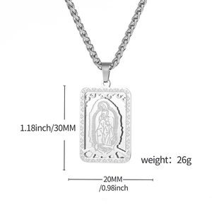 Tableau des tailles de la médaille Vierge Marie vintage mesurant 30mm sur 20mm