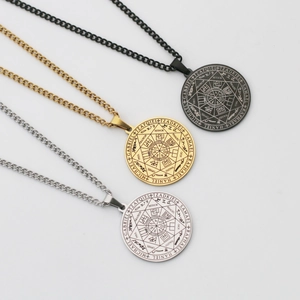Collares del Sello de los Siete Arcángeles en acero inoxidable color oro, plata y negro
