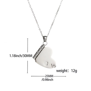 Polished stainless steel heart locket necklace with measurements 30mm height and 25mm width