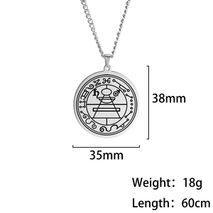 Salomon Glücksbringer-Halskette aus Edelstahl mit geometrischem Anhänger und Abmessungen