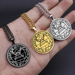 Edelstahl Siegel Des Salomo Anhänger Halskette Geometrischer Kreis Glücksamulett Talisman Schmuck Für Herren Damen Alltag