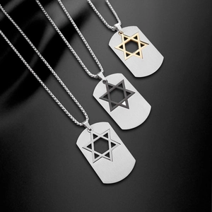 Herren-Halskette aus Edelstahl mit Hexagramm-Anhänger in Gold, Schwarz und Silber