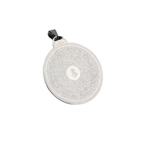 Vintage stainless steel Buddhist pendant necklace with engraved scriptures and mantra