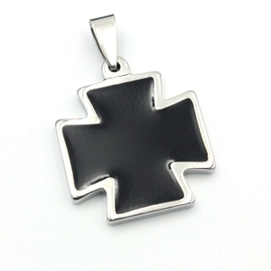 Ciondolo Croce di Ferro in Acciaio Inossidabile Senza Catena Smalto a Goccia Punk Gothic Accessorio per Uomo Donna