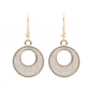Geometric gold hollow hoop earrings with glitter finish for a sophisticated look
