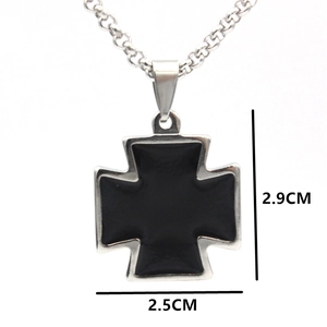 Collana con ciondolo a croce in acciaio inossidabile nero con misure incluse