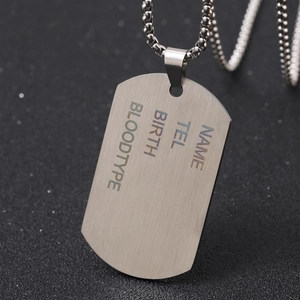 Edelstahl Dog Tag Anhänger Halskette Herren Damen Minimalistisch Militär ID Platte Blanko Schmuck Stahl Schwarz Nur Anhänger