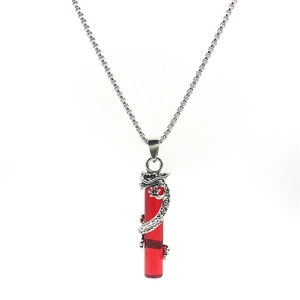 Collier Pendentif Cylindre Enveloppé De Dragon Punk Vintage Pour Hommes Femmes Pendentif En Alliage Résine Chaîne En Acier Inoxydable