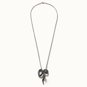 Collier homme pendentif serpent argent vintage avec écailles et chaîne vénitienne