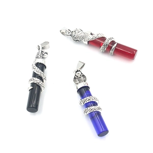 Detailed view of alloy cobra snake pendants in red blue and black gothic punk style