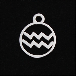 Macro shot of silver Aquarius constellation pendant made of hollow stainless steel