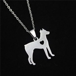 Polished Stainless Steel Cane Corso Dog Silhouette Pendant Only Without Chain Heart Cutout Animal Necklace For Men Women Pet Lovers Jewelry Gift