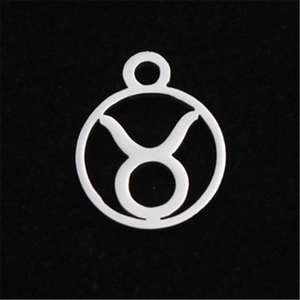 Silver stainless steel hollow Taurus zodiac pendant with minimalist circular design