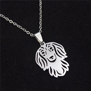 Stainless Steel Hollow Dog Pendant Necklace Minimalist Animal Shape Dog Head Outline Unisex Fashion Jewelry Gift