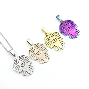 Stainless steel Afghan Hound dog pendant necklace available in gold, rose gold and silver