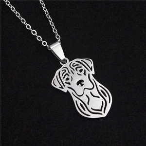 Minimalist Stainless Steel Hollow Out Dog Head Labrador Pendant Necklace Personalized Animal Pet Lovers Jewelry For Men Women