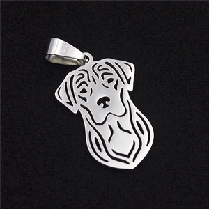 Polished stainless steel hollow labrador dog pendant necklace with silver metal finish