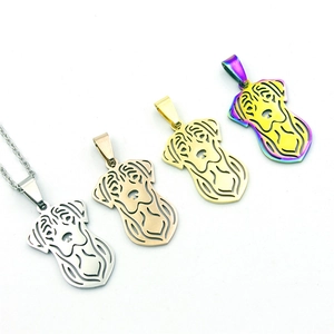 Minimalist Labrador dog pendant necklaces in silver, gold, rose gold and purple