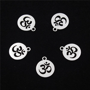 Hollow Stainless Steel Om Symbol Pendant Religious Spiritual Jewelry DIY Necklace Accessory For Meditation Yoga