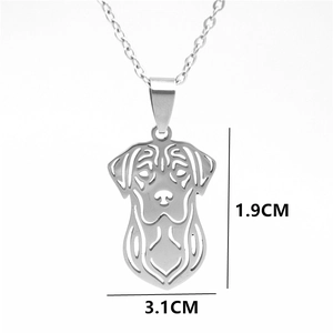Hollow out Labrador dog pendant necklace in silver stainless steel on white background