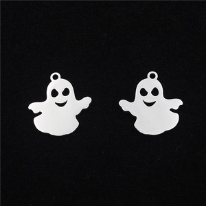 Ghost Halloween pendants made of mirror-polished stainless steel on black velvet