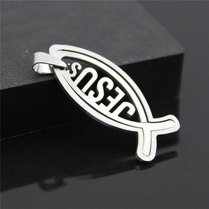 Collana con Ciondolo a Forma di Pesce Gesù in Acciaio Inossidabile Ichthys Gioielli Cristiani Religiosi per Uomo Donna Argento