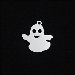 Ghost-shaped mirror stainless steel pendant charm for Halloween jewelry making