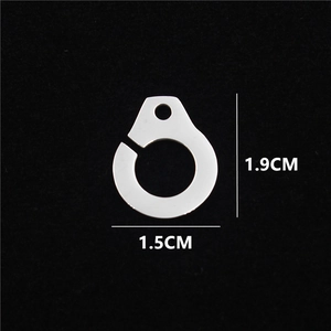 Polished stainless steel handcuff pendant accessory measuring 1.9cm by 1.5cm for necklaces