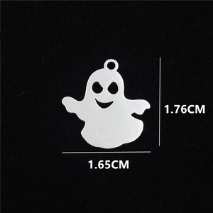 Polished stainless steel ghost pendant for Halloween DIY projects with 1.76cm height