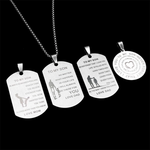 Pendentif Dog Tag en Acier Inoxydable Seul Gravure Inspirante Silhouettes Cadeau Famille Maman Papa Fils Fille Sans Chaîne