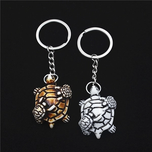 Creative Mother And Child Turtle Resin Keychain Retro Antique Oil Finish Sea Turtle Pendant Keyring For Bags Accessories