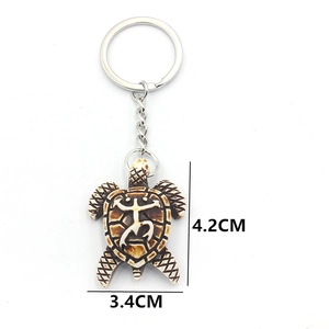 Porte-clés tortue rétro avec pendentif en résine gravé et dimensions précises