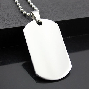 Moderno Ciondolo Piastrina Militare in Acciaio Inossidabile Lucidato Rettangolo Bianco Solo Ciondolo Uomo Donna Gioielli Moda