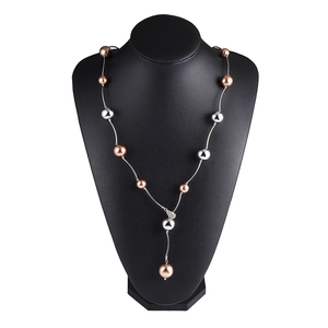 Élégant Collier de Pull en Alliage et Künstliche Perles d'Imitation en Forme de Y Chaîne Longue Réglable Coeur Strass Bijoux pour Femmes