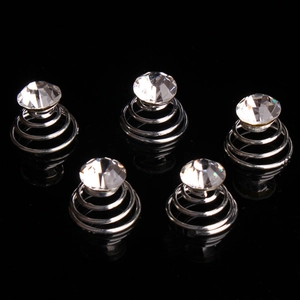 Alloy Rhinestone Spiral Hair Pins Silver Metal Hair Twists For Women Bun Styling Hair Accessories Wedding Party Decoration