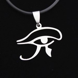 Stainless Steel Eye Of Horus Pendant Necklace Ancient Egyptian Myth Symbol Polished Hollow Geometric Jewelry For Men Women