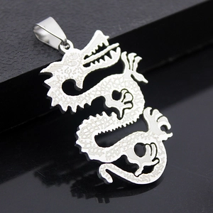 Personalized Stainless Steel Dragon Pendant For Men Hollow Dragon Scale Design Trendy Silver Metal Pendant Only Without Chain
