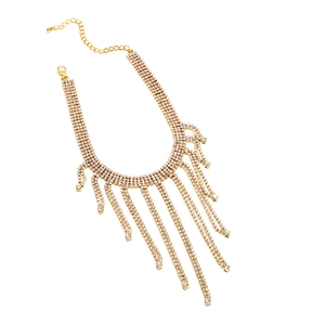 Eleganter goldener Choker mit gestuften Strassfransen und verstellbarem Verschluss