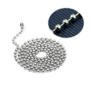 Close-up of 2.4mm silver stainless steel ball chain jewelry showing bead connector details