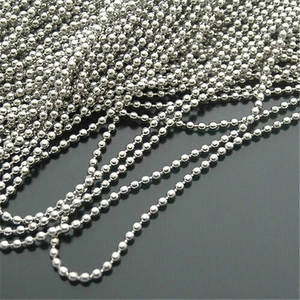 Close-up of 2.4mm silver stainless steel ball chain with polished metallic finish