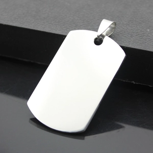 Minimalist Stainless Steel Blank Dog Tag Pendant Necklace Double Sided Polished Rectangular Military Style Jewelry For Men Women