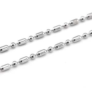Polished stainless steel 2.4mm ball and barrel chain necklace with shiny silver finish