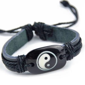 Handmade Braided Cowhide Leather Tai Chi Yin Yang Bracelet Adjustable Punk Retro Ethnic Wristband For Men Women Jewelry