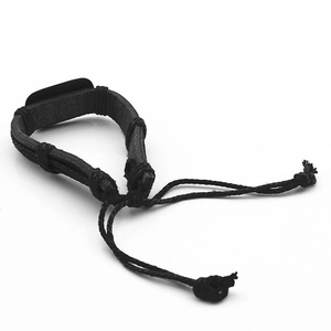 Handmade black leather peace sign bracelet with adjustable cord and vintage braided style